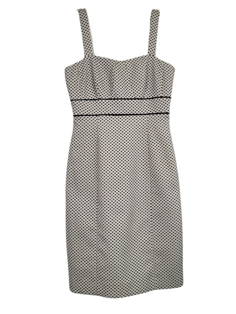 Tahari Levine Isabella Demarco Dress Women 2 White/Blk Minimalist Sheath Pencil